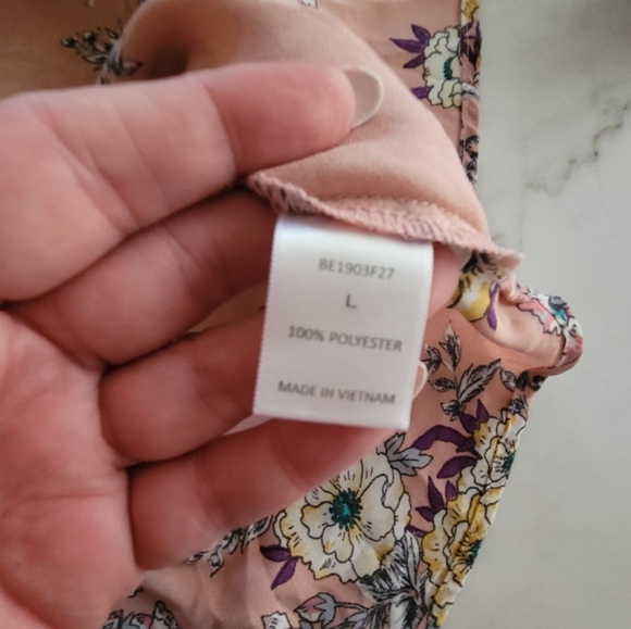 Papermoon Pink and Yellow Floral Blouse With Keyhole Back Size Large - Picture 13 of 14